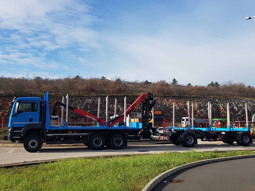 Palfinger Epsilon dizalica M12Z105 i šumarska prikolica za BUDO-EXPORT