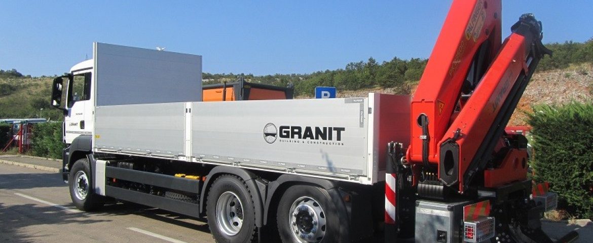 Palfinger dizalica PK 23500 i tovarni sanduk za Granit